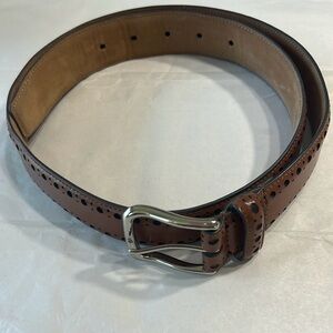 Cole Haan Brown Leather Belt with Classic Metal Buckle